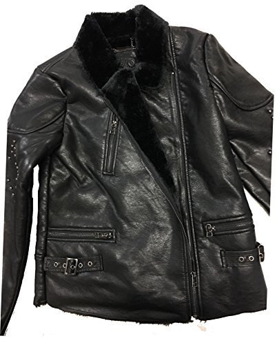 Buffalo David Bitton Women's PU Leather Moto Biker Jacket with Fur